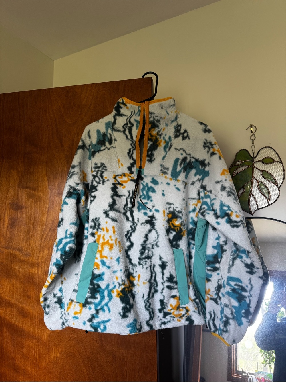 OutdoorAfro x REI co-op Pullover - White with Teal & Mustard Accents with pocket